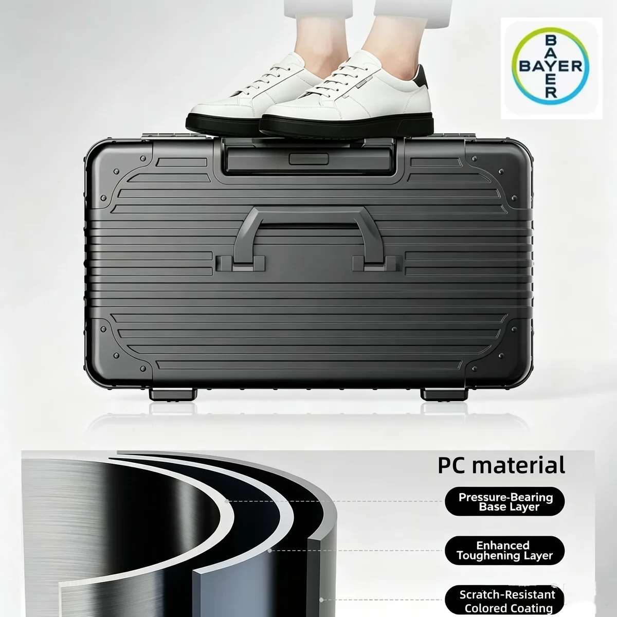 valise à ouverture par le haut 18 pouces, bagage cabine de voyage à roulettes, coque rigide en pc avec cadre en alliage d'aluminium et serrure tsa