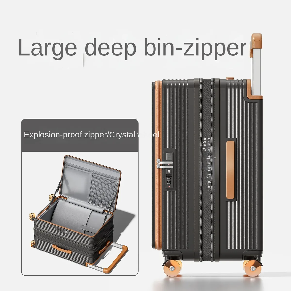 nouvelle valise de voyage 2026 avec cadre en aluminium et poignée large, extensible par fermeture éclair, tailles 20-28 pouces, pour grandes entrepôts (1:9)