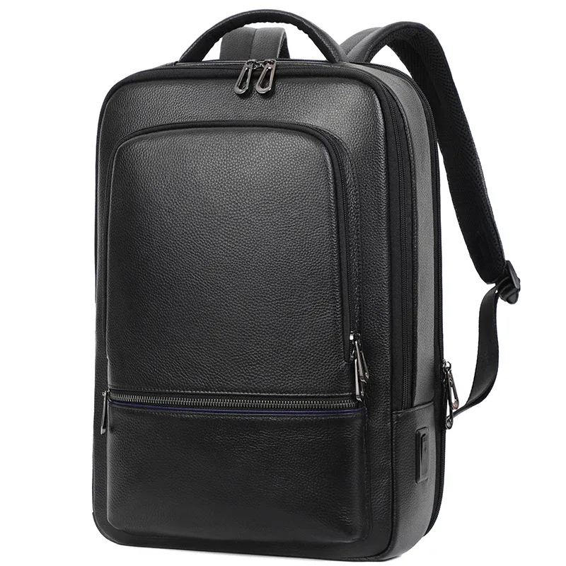 sacoche portable cuir vache noir polyester usb rechargeable voyage hommes bandoulière organisateur compartiments zippés