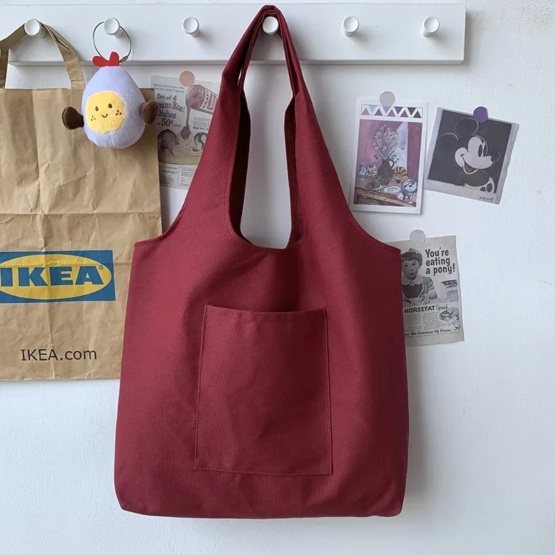 sac fourre-tout en toile personnalisé avec impression, sac avec logo personnalisé, poche avant, sac à bandoulière en coton réutilisable pour le shopping, l'école, les voyages