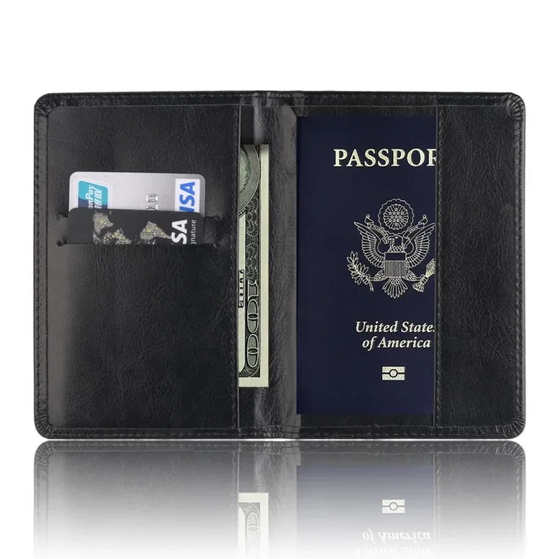 porte-passeport unisexe en cuir pu, étui à documents de voyage avec fentes multi-cartes, housse de protection simple pour hommes et femmes