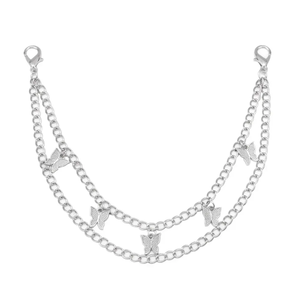 châine articulée métal argent pendentifs papillon croix yinyang accessoire décoration sac poignée mode vestimentaire