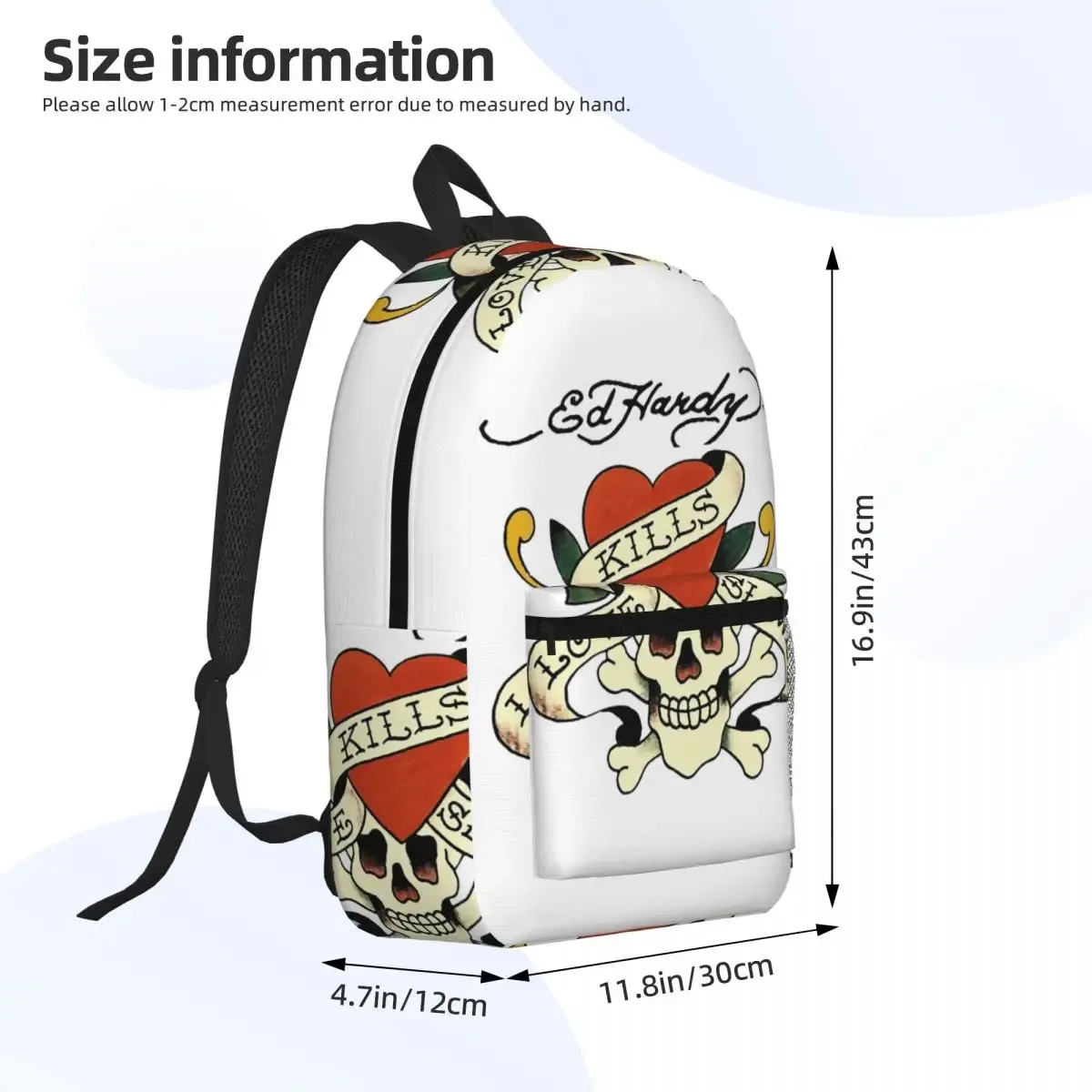 ed hardy love kills slowly sac à dos pour garçons et filles, sac d'école pour enfants, sacs à bandoulière pour ordinateur portable pour hommes et femmes