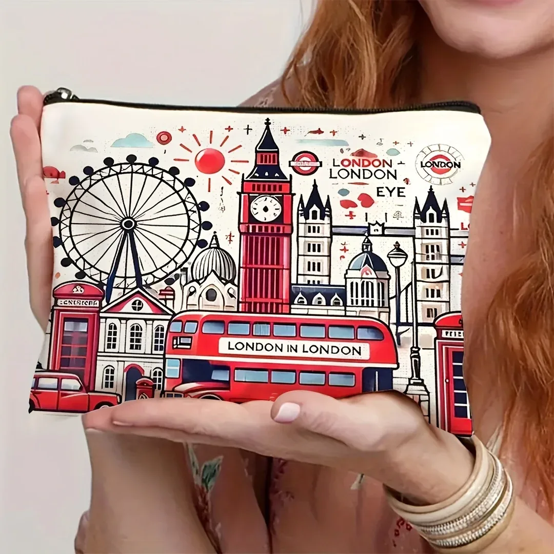 Pochette Polyester Blanche Rectangulaire Zip Cosmétique Voyage Organisation Beauté Travail Toilette Transport Travail Fournitures
