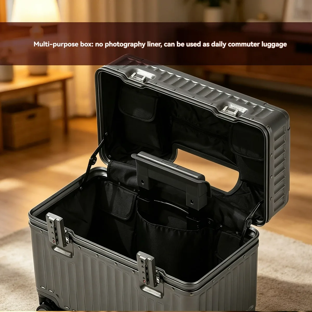 valise cabine en aluminium de 18 pouces, petite valise à roulettes adaptée aux voyages courts, aux affaires et à l'utilisation au bureau, avec roues universelles et serrure douanière.