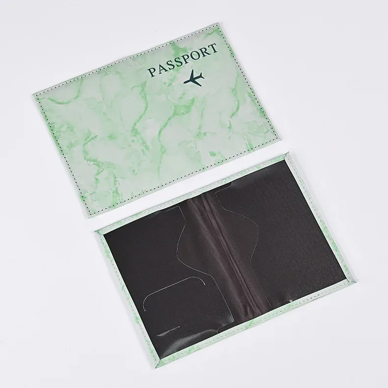couverture de passeport à motif de marbre couleur macaron, porte-documents ultra-fin, porte-passeport de voyage, couverture de carte d'identité, accessoires de voyage