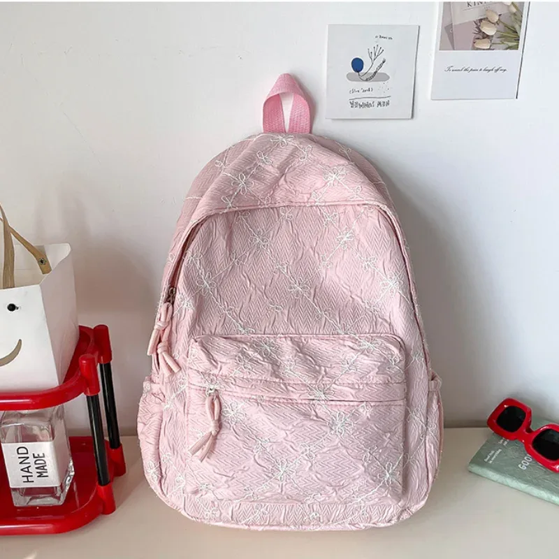 sac à dos coréen léger imprimé nœud, en nylon, grande capacité, pour étudiant, simple, polyvalent, décontracté, pour voyage