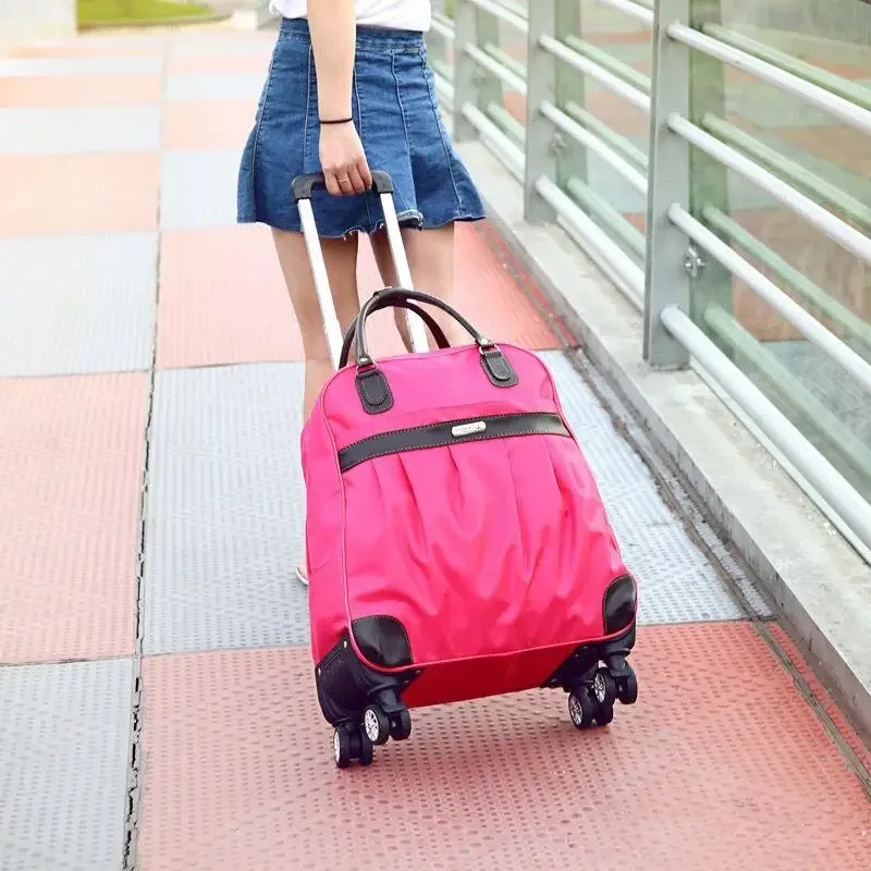 sac à main de bagage de voyage pour femmes, sacs à roulettes pour filles, cabine étanche, oxford, valise à roulettes pour dames, sac de traînée