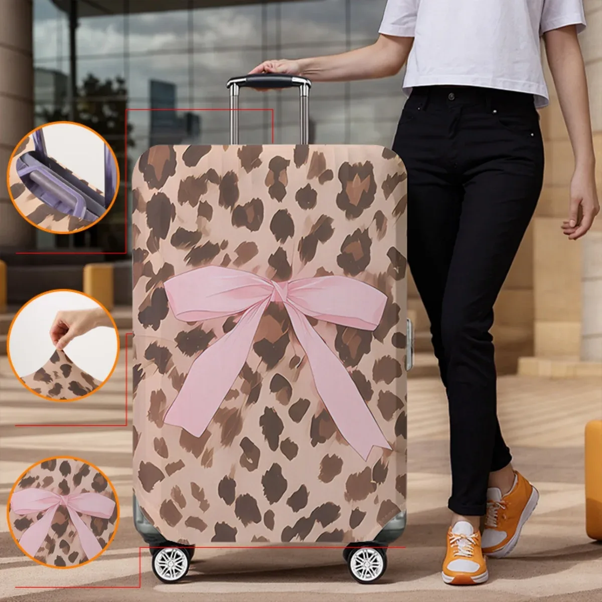 housse de protection pour bagages à motif animal, ensemble adapté aux housses de bagages de 18 à 32 pouces, housse de poignée de valise, accessoires de voyage