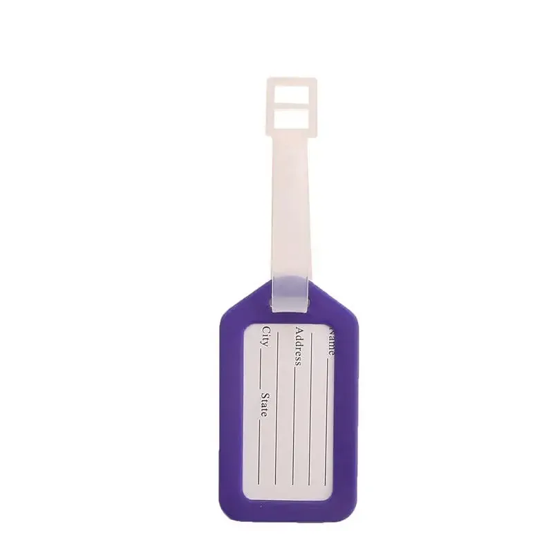 étiquette bagage plastique transparente bleue blanche voyage croisière identification valise nom adresse pièces cinq lots