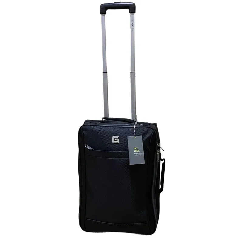 sac voyage polyester noir motif géométrique relief roulettes fixes poignée supérieure hauteur cinquante centimètres