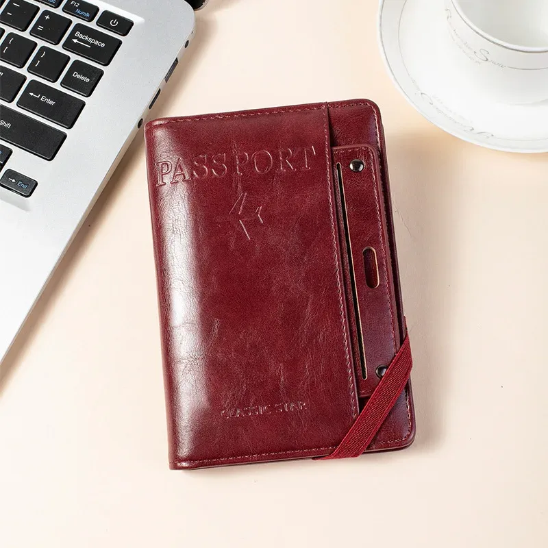 porte-passeport et portefeuille en un, antivol, anti-démagnétisation, sac de rangement multifonctionnel pour documents et cartes, porte-billets de voyage, organiseur portable pour documents professionnels et de voyage, housse de protection essentielle pour documents à l'usage de l'étranger.