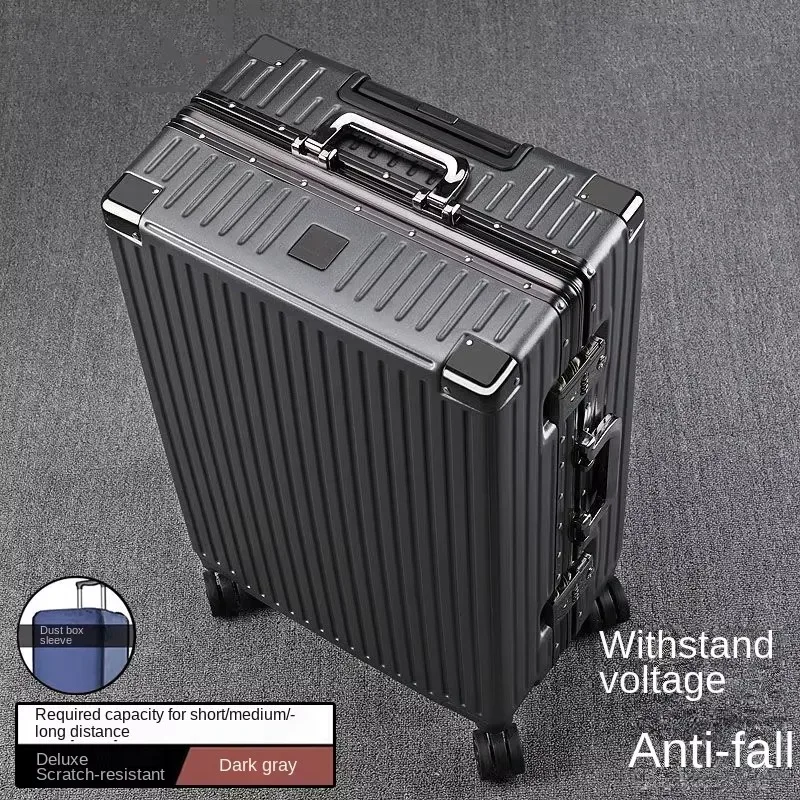 valise à cadre en aluminium, grande capacité, robuste et durable, avec serrure à combinaison, bagage cabine en pc épaissi, 20/22/24/26/28 pouces