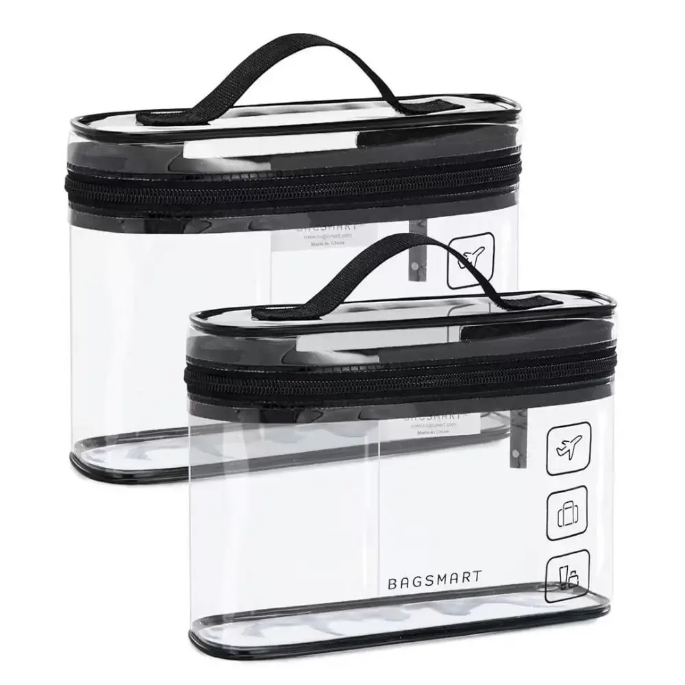 trousse de toilette transparente portable, grande capacité, organisateur de cosmétiques étanche, sac de rangement de voyage en pvc épais