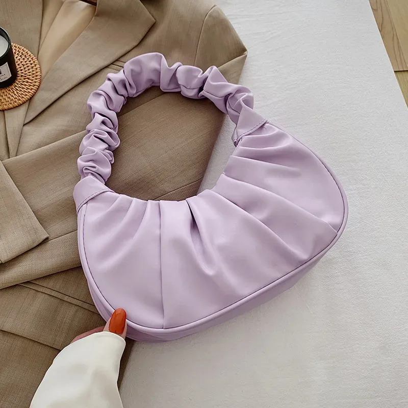 sacs à main plissés pour femmes, sacs nuage en pu, sac à aisselles de loisirs, sacs à bandoulière de shopping, sac à main boulette, sacs à main féminins