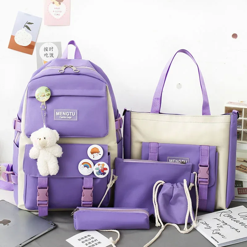 sac dos nylon beige poche ouverte fermeture éclair haut volume voyage école mode adolescente