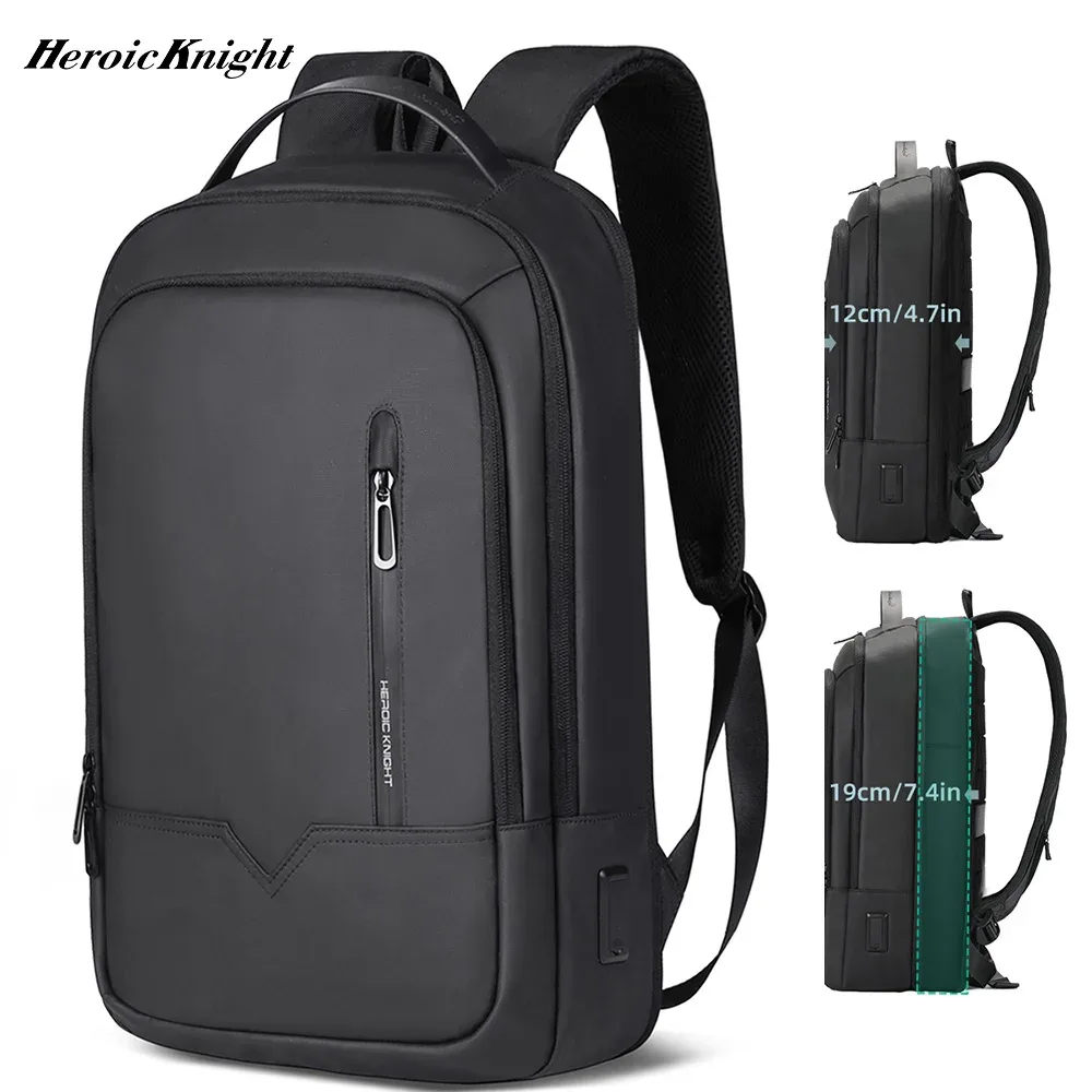 heroic knight slim homme sac à dos pour ordinateur portable sac d'école étanche avec chargement usb pour garçons adolescents sac à dos de luxe hommes en travail