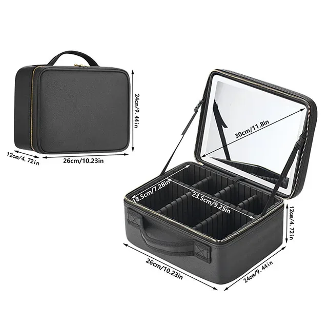 trousse à cosmétiques intelligente led avec miroir, trousse de maquillage de voyage, grande capacité, produit de soins de la peau pour esthéticienne féminine, étui de maquillage pour femmes