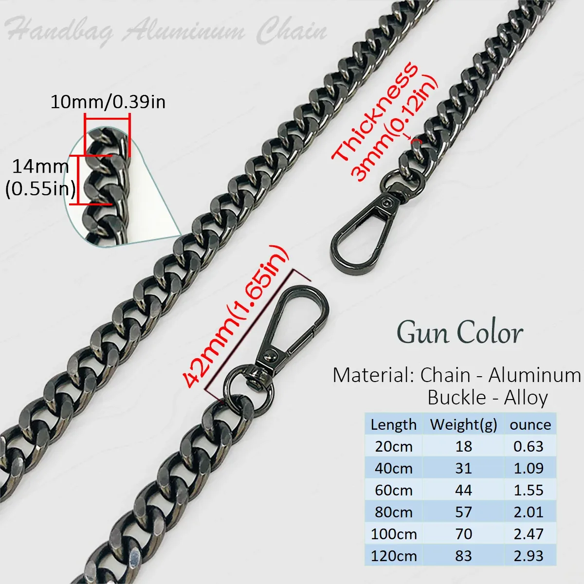 chaîne de sac en métal et aluminium, pièces de rechange, accessoires pour sac à main à bandoulière tissé à la main, bricolage, sangles détachables faites à la main