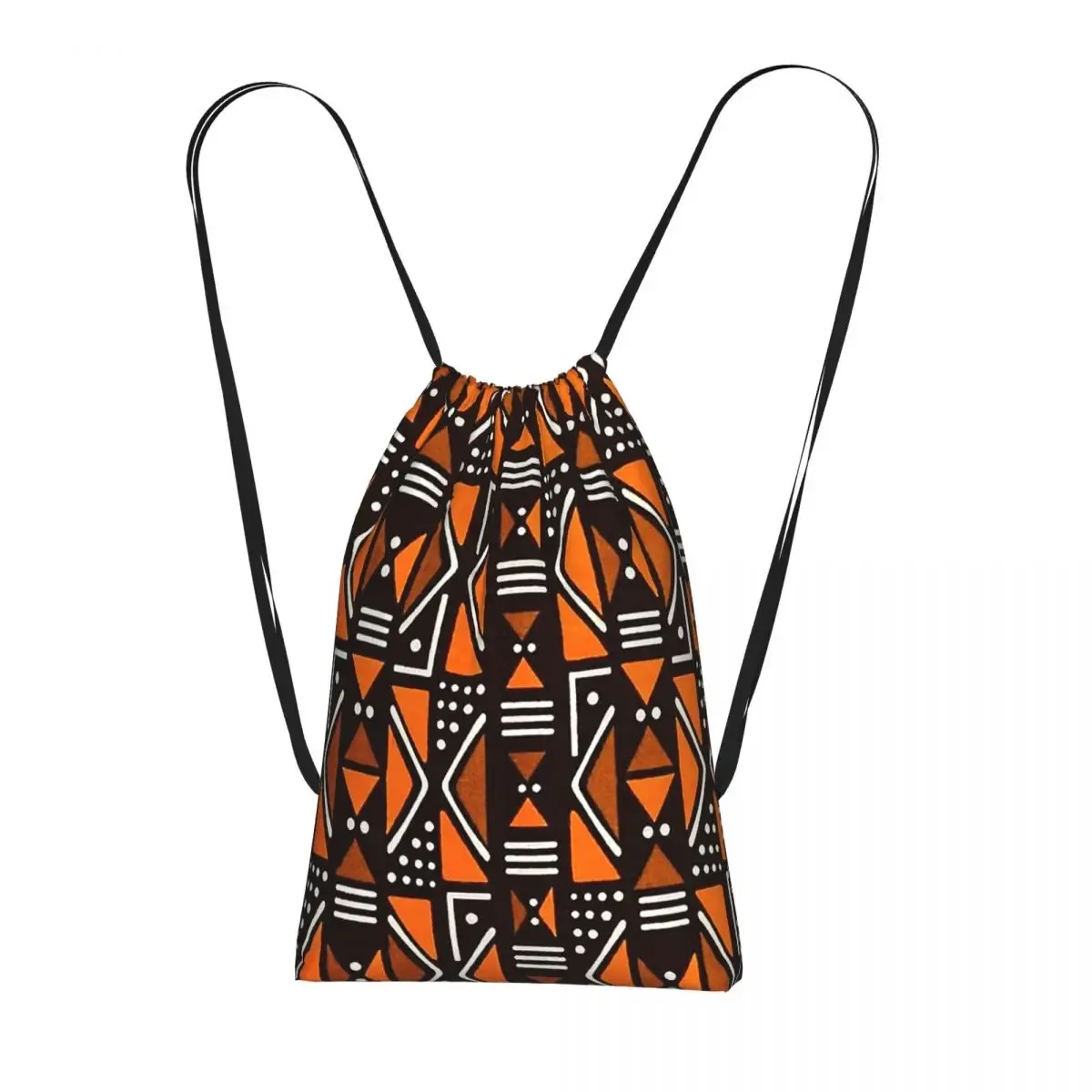 sac à dos à cordon de serrage en tissu bogolan africain, art ethnique tribal africain, sac de randonnée et de cyclisme, sac de rangement léger pour hommes et femmes