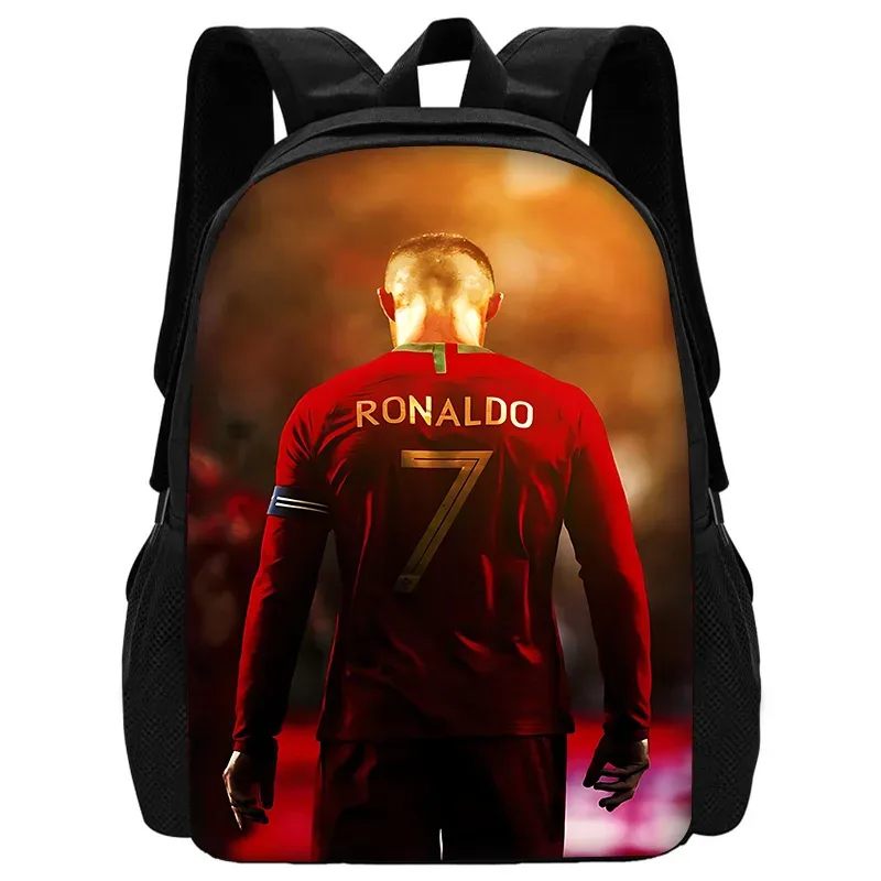 sac à dos d'école pour enfants football star avec sacs à déjeuner r-ronaldos, trousses à crayons, sacs d'école c-cr7 pour garçons et filles, meilleur cadeau