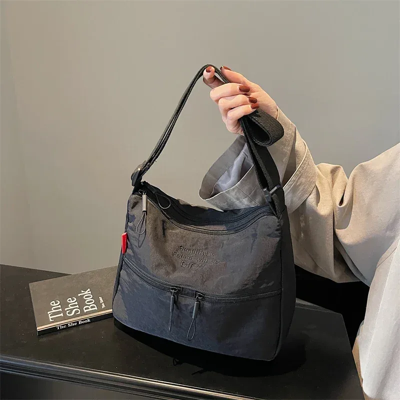 sac à main délavé pour femmes, pochette de voyage à la mode, multi-poches, imperméable, à bandoulière alertes onale, sacoche d'école douce et décontractée