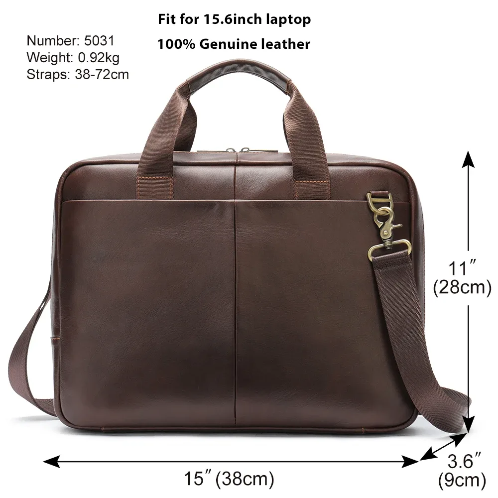 westal – sacoche pour ordinateur portable de 15 pouces, porte-documents pour hommes, en cuir véritable, porte-documents exécutif pour hommes, sacoche d'affaires pour hommes