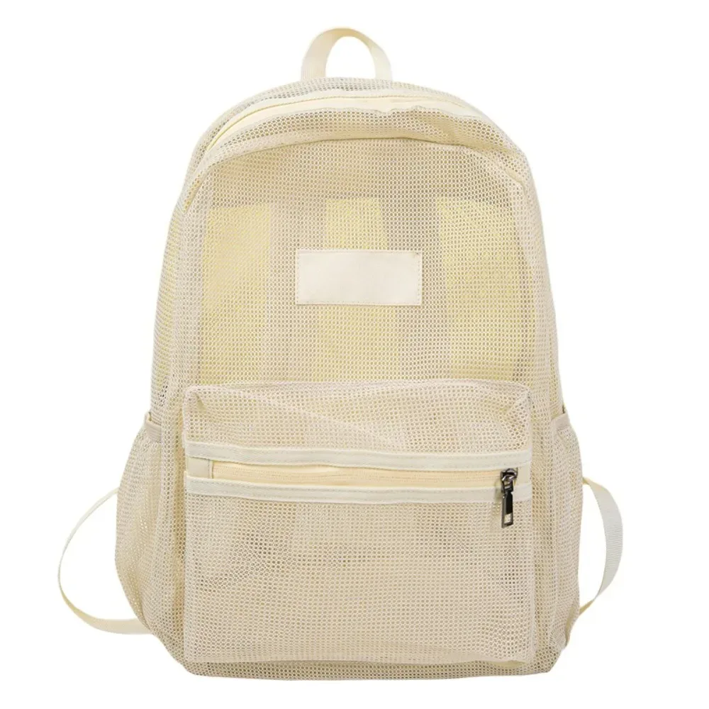sac à dos en maille respirante, multi-poches, double sangle, sac à dos transparent léger de grande capacité