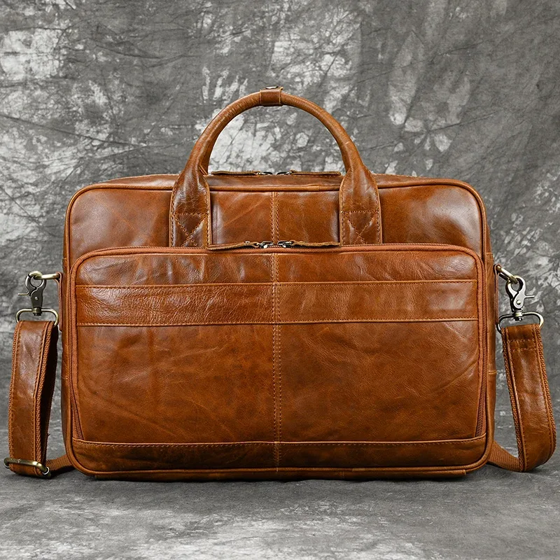 sac à bandoulière en cuir group souple pour homme, sacoche pour ordinateur portable d'affaires, 14 15.6 pouces