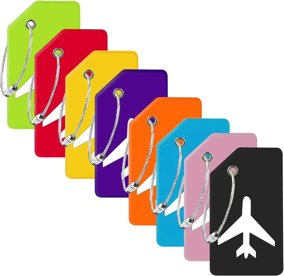 étiquette bagage silicone motif avion blanc fond noir couleur multiple reconnaissance facile information personnelle protection usage voyage