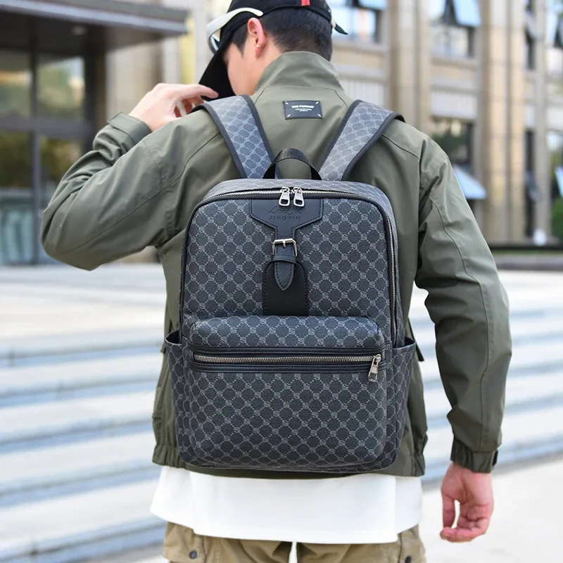 sacs à dos de luxe pour hommes, sac d'ordinateur de grande capacité de haute qualité, sac à bandoulière étanche en pu, sac d'école de style vintage