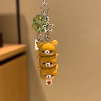 porte-clés ours empilés mignon, breloque porte-bonheur kawaii, pendentif trois ours, accessoire pour sac à dos et sac à main, cadeau mignon pour filles et femmes
