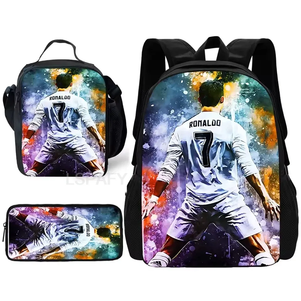 sac dos nylon imprimé cristiano ronaldo multicolore noir unisexe grande capacité pochette sacs associés