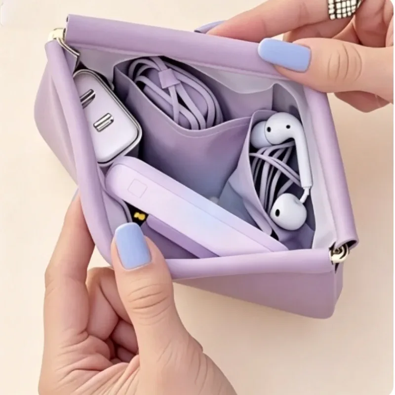 petite trousse de rangement portable pour écouteurs, pièces de monnaie, rouge à lèvres. | sac de rangement pour balles en pu à fermeture automatique