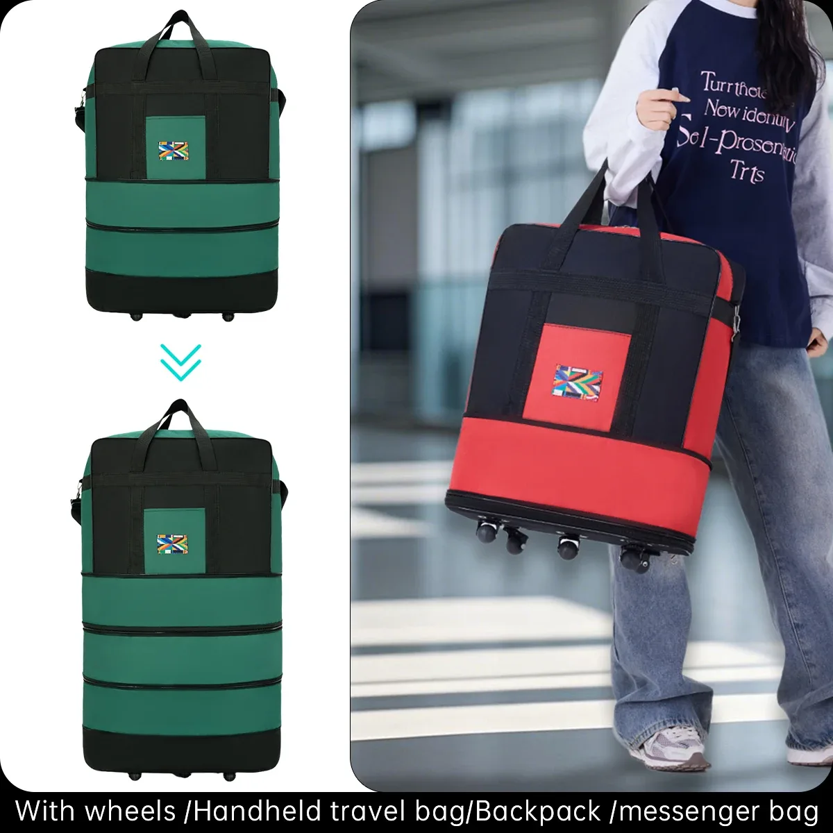 sac de voyage de style sac à dos en tissu oxford de grande capacité, adapté aux voyages mondiaux et aux expéditions de bagages, pour les deux sexistes