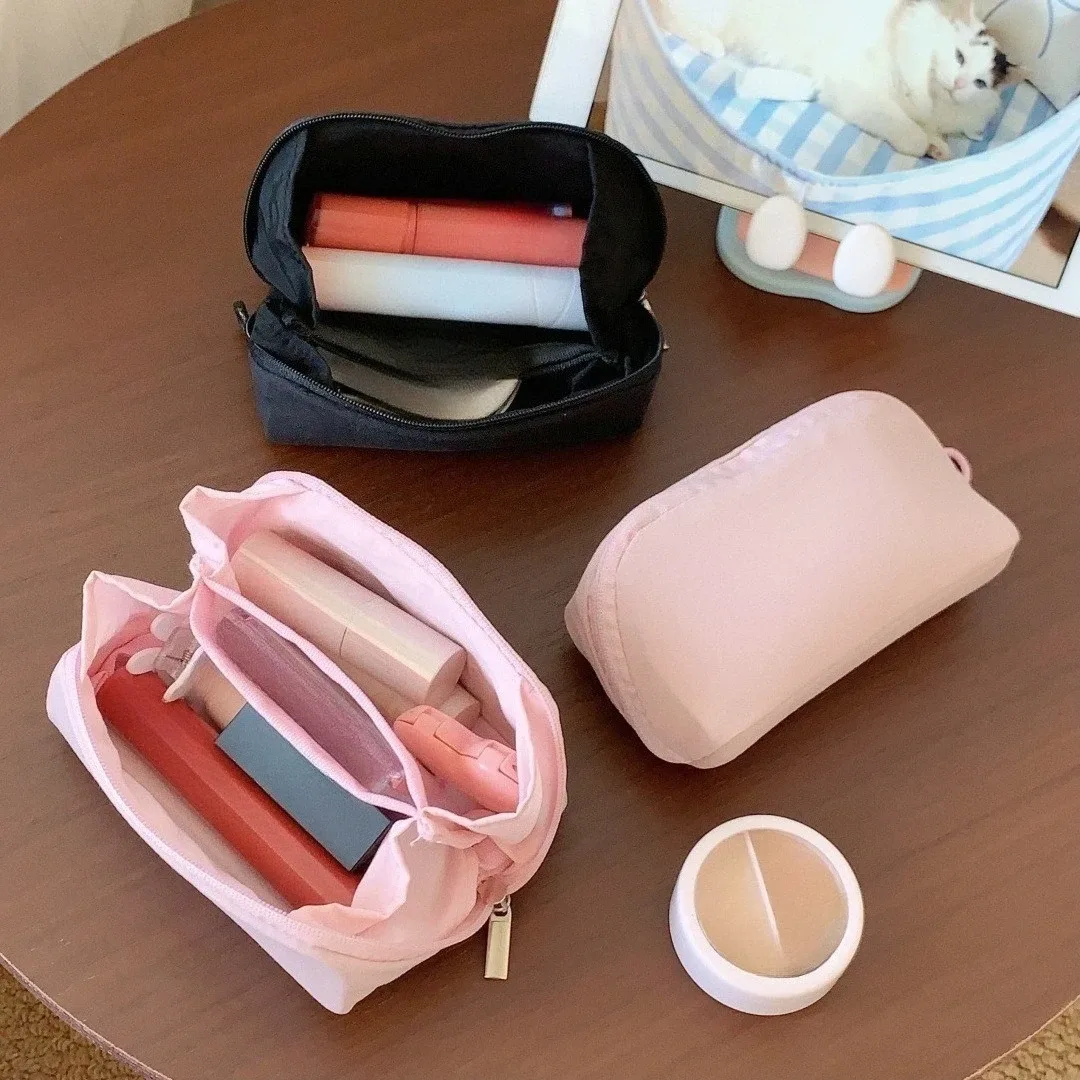 sac de maquillage portable multicouche pour femmes, organiseur de cosmétiques, pochette de rangement, trousse de maquillage, sac à main, trousse à crayons pour étudiants