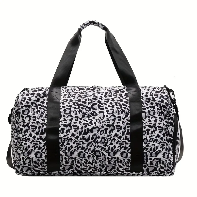 sac fourre-tout tendance à imprimé léopard pour femme, grande capacité, sac de voyage, sac de week-end, sac de nuit avec compartiment à chaussures