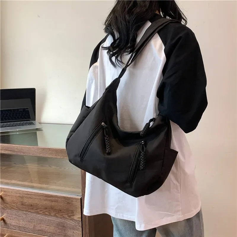 sac messager en nylon pour femmes, sacs à bandoulière croissant multi-poches, sac à bandoulière léger, fourre-tout de voyage, sac de shopping