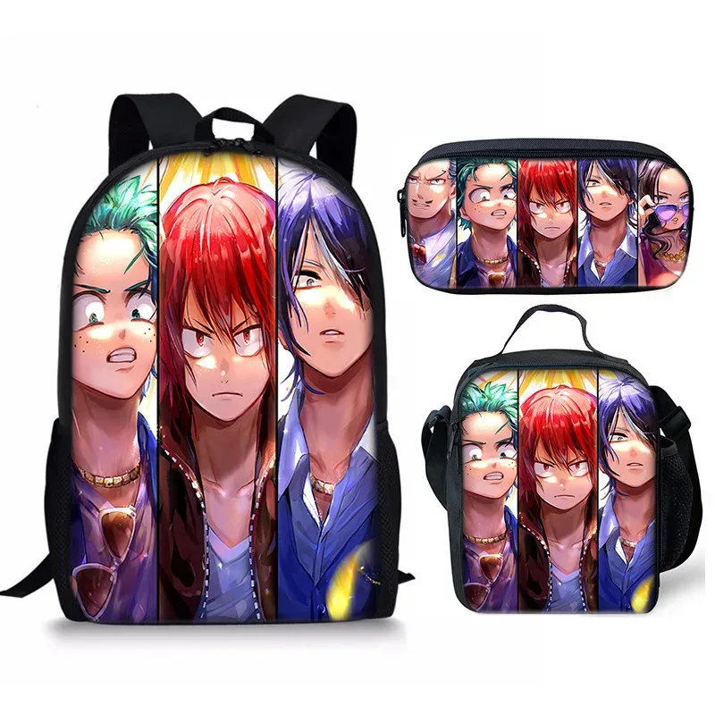 sac à dos my hero academy, ensemble de trois pièces, sac à bandoulière my hero academy, trousse à crayons