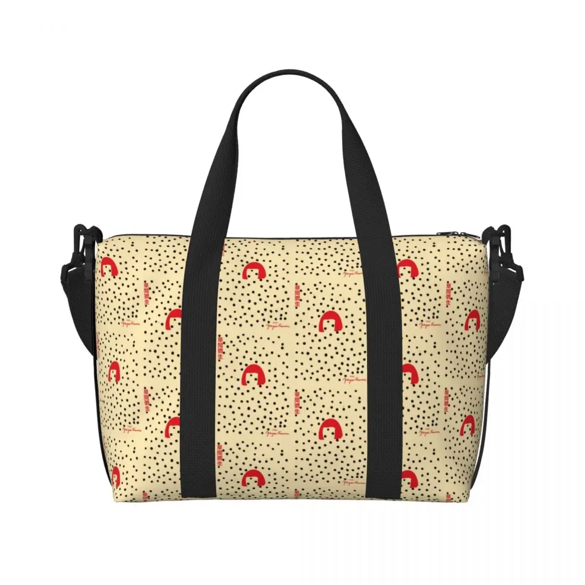 sac fourre-tout personnalisé yayoi kusama à pois pour femmes, sac de voyage à bandoulière de plage de gymnastique citrouille de grande capacité