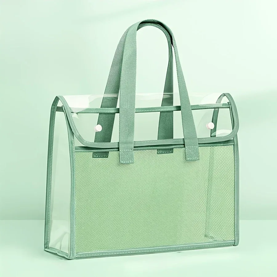 sac fourre-tout transparent pour les examens scolaires, organisateur de documents en pvc transparent, sac à main étanche avec poignées renforcées pour la papeterie