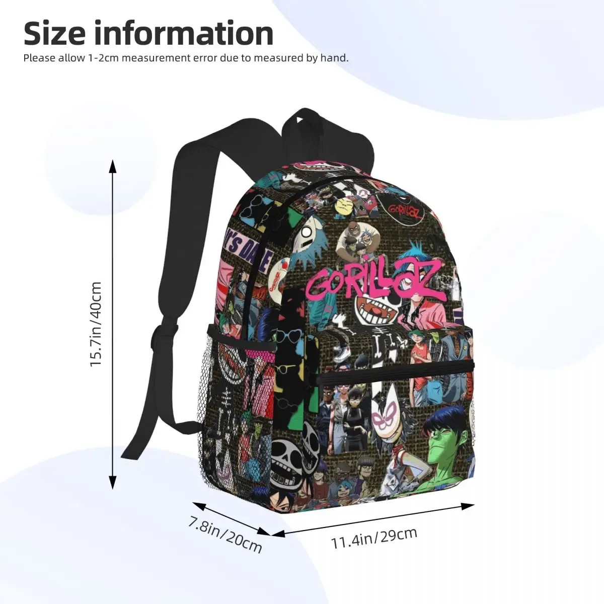 bande de musique gorillaz étudiant sac à dos sac d'école randonnée voyage sac à dos pour garçons filles bookbag sacs à bandoulière