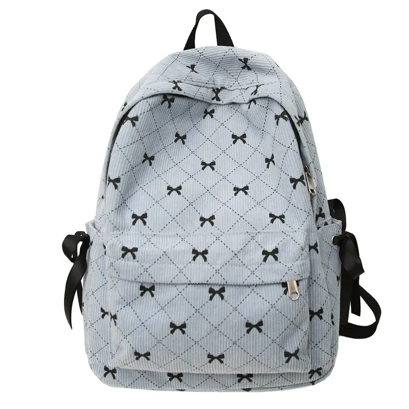 sac à dos avec nœud en velours côtelé pour étudiantes, pour lycéennes, joli sac à dos pour collège, automne et hiver
