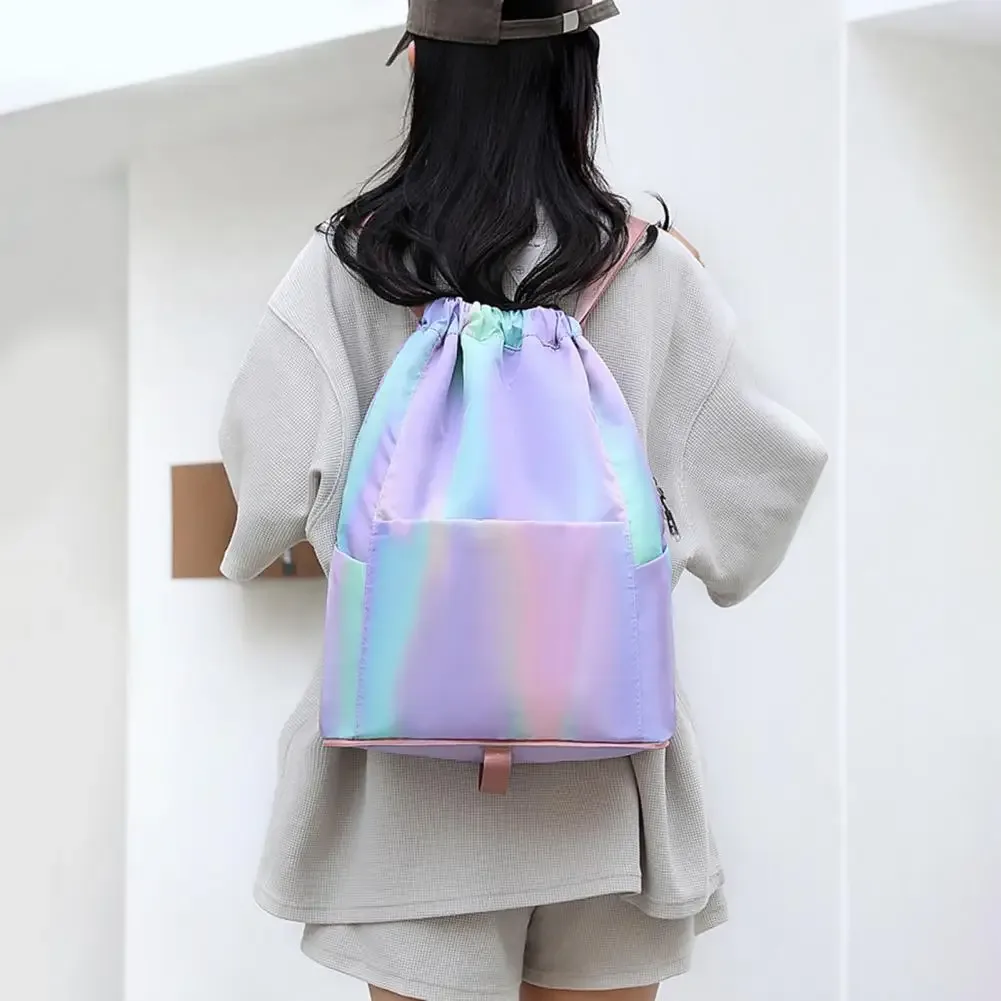 sac à dos de sport à cordon de serrage, sac de basket-ball de couleur dégradée imperméable, sac à dos de sport pliable pour hommes et femmes, natationurs d'entraînement de football