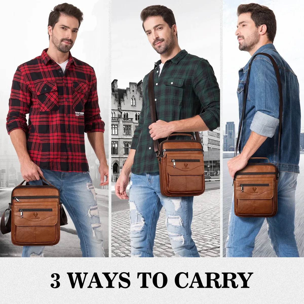 humerpaul – petit sac messager en cuir véritable pour hommes, sac à bandoulière de capacité, sac à main d'affaires pour le travail