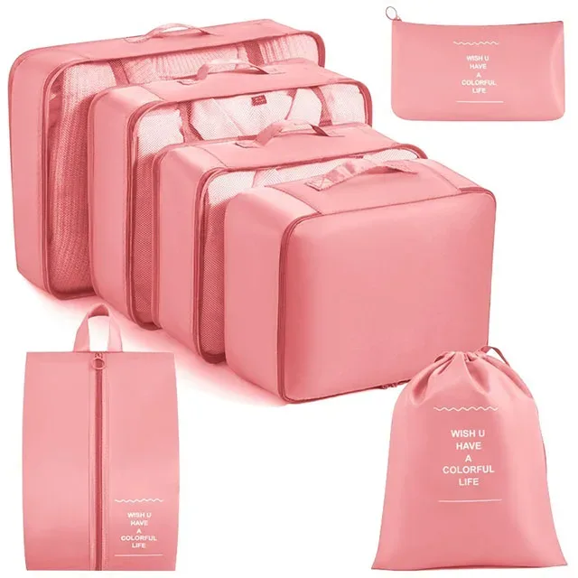 organisateur voyage polyester visibilité sac compresseur vêtements accessoires beige rose pâle léger résistant transport