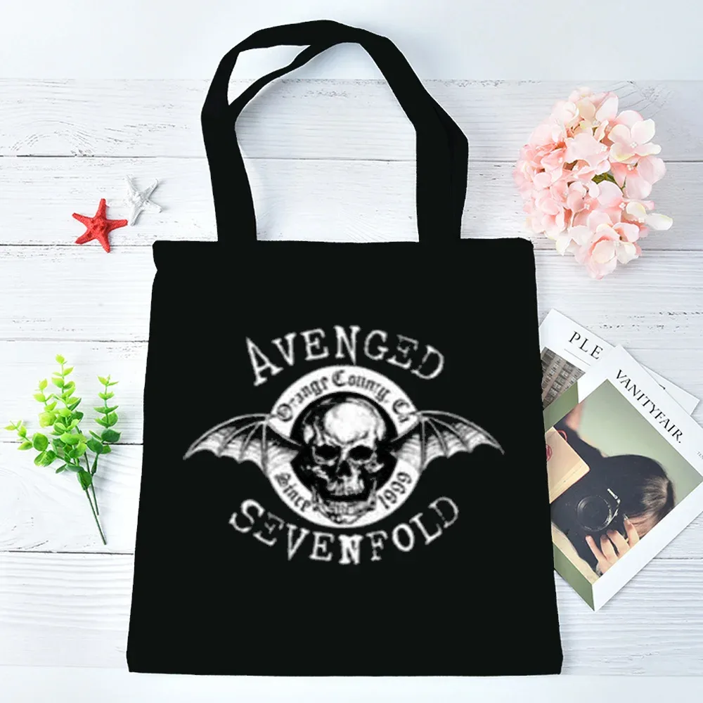 sac fourre-tout avenged sevenfold réutilisable personnalisable, sac à bandoulière, cabas pliable pour femme
