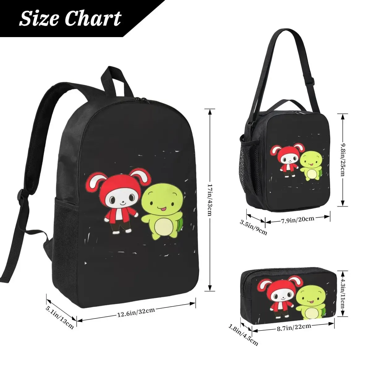 jj mikey maizen sac à dos étudiant garçons filles bookbag sac d'école ordinateur portable sacs à bandoulière 3ps sac à déjeuner isolé trousse à crayons