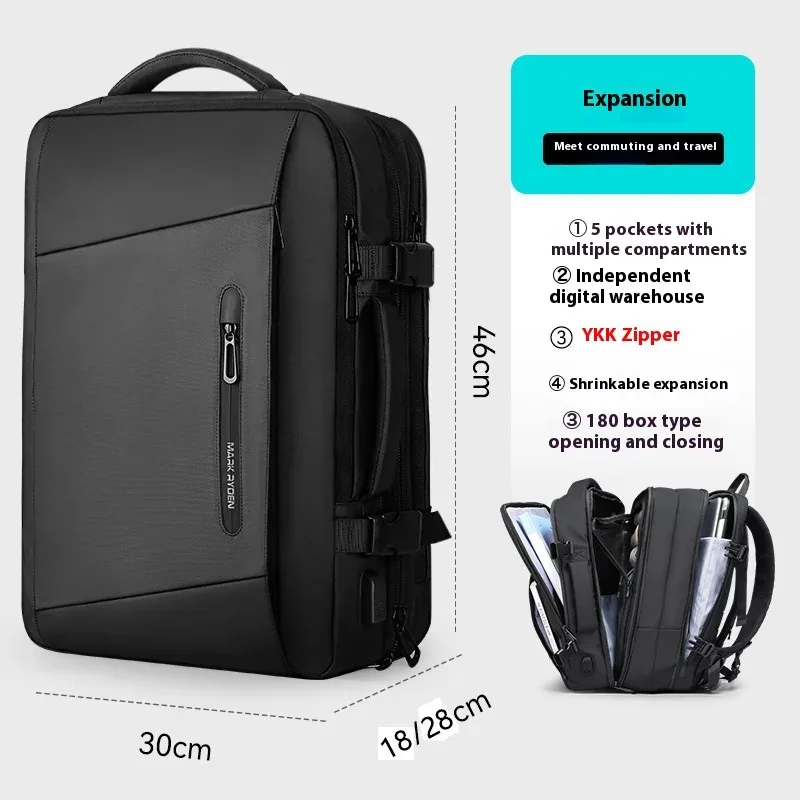 mark ryden 17 pouces sac à dos pour ordinateur portable imperméable homme sac usb recharge multicouche espace voyage homme sac anti-vol mochila
