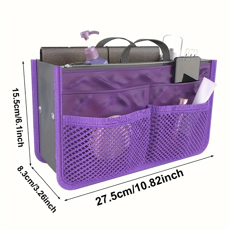 sac de rangement multifonctionnel à double fermeture éclair, grande capacité, pour le rangement de maquillage et articles de toilette, grand sac de classification.